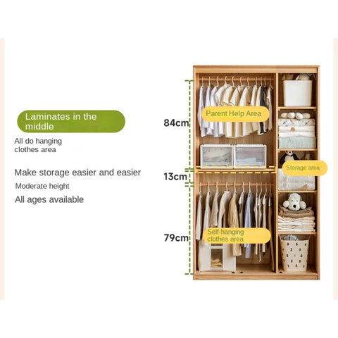 Oak Solid Wood Kids Wardrobe.