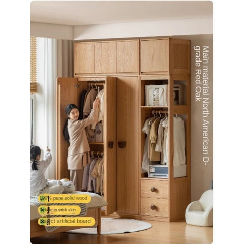 Oak Solid Wood Kids Wardrobe.
