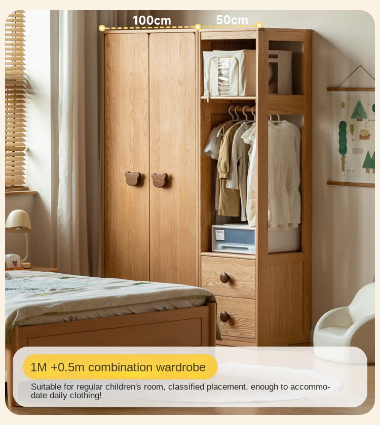Oak Solid Wood Kids Wardrobe.