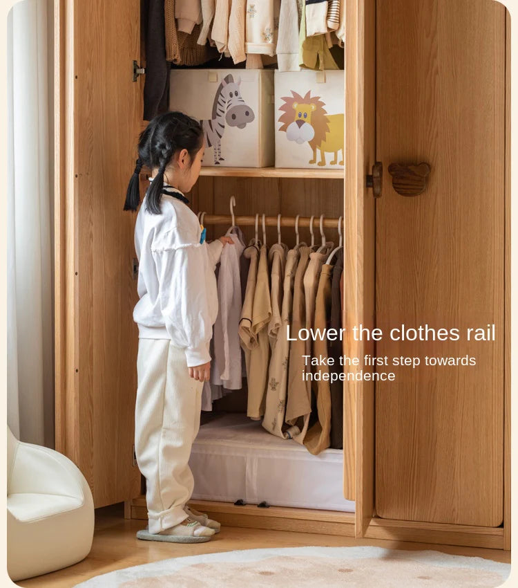 Oak Solid Wood Kids Wardrobe.