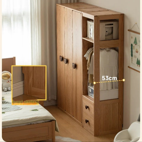 Oak Solid Wood Kids Wardrobe.