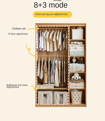 Oak Solid Wood Kids Wardrobe.