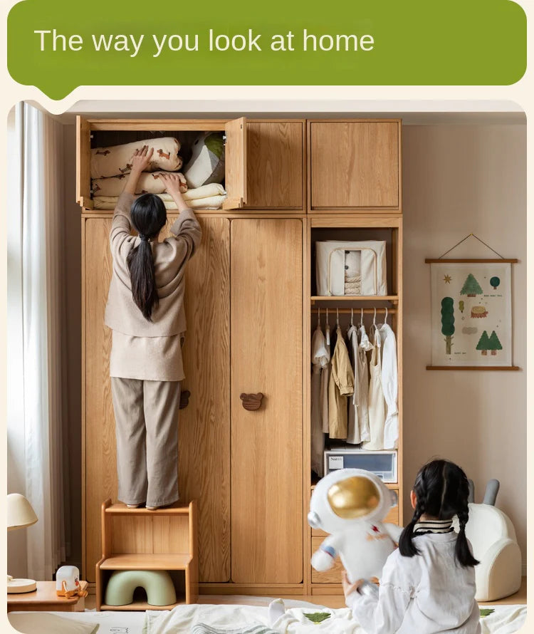 Oak Solid Wood Kids Wardrobe.