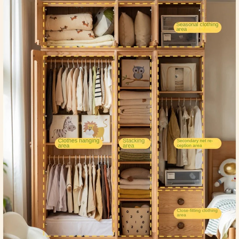 Oak Solid Wood Kids Wardrobe.