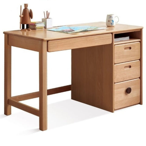 Beech Solid Wood Childrens Desk & Bookcase Natural Finish Study Table with Storage