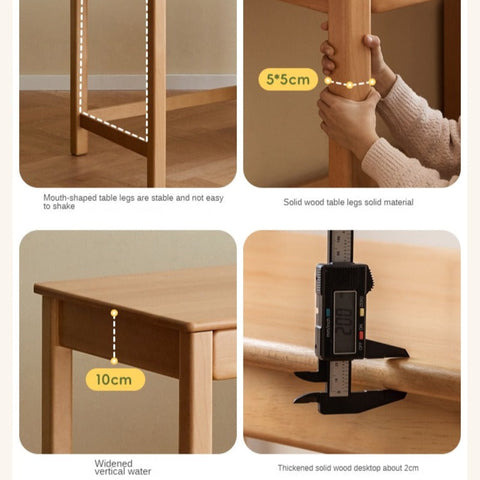 Beech Solid Wood Childrens Desk & Bookcase Natural Finish Study Table with Storage