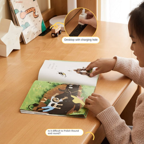 Beech Solid Wood Childrens Desk & Bookcase Natural Finish Study Table with Storage