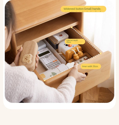 Beech Solid Wood Childrens Desk & Bookcase Natural Finish Study Table with Storage