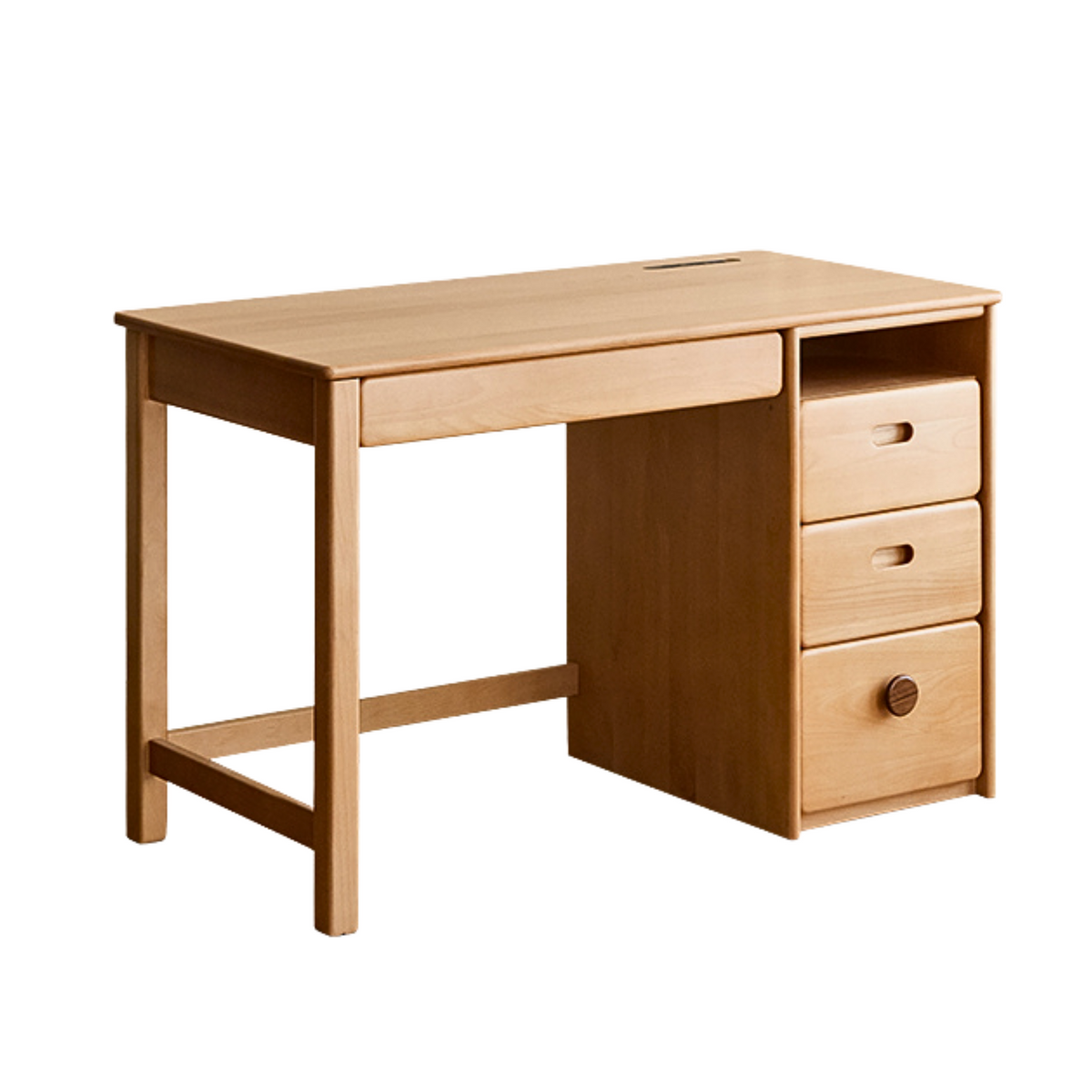 Beech Solid Wood Childrens Desk & Bookcase Natural Finish Study Table with Storage