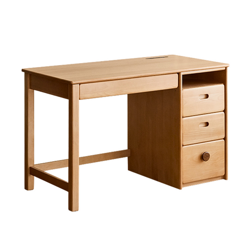 Beech Solid Wood Childrens Desk & Bookcase Natural Finish Study Table with Storage