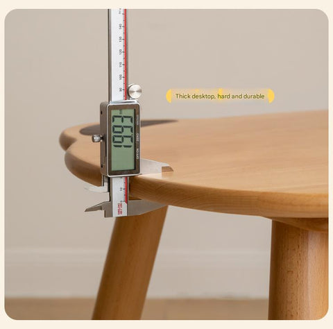 Beech Solid Wood Handmade Adjustable Height Bear Design Kids Table Natural Finish & Storage Drawers