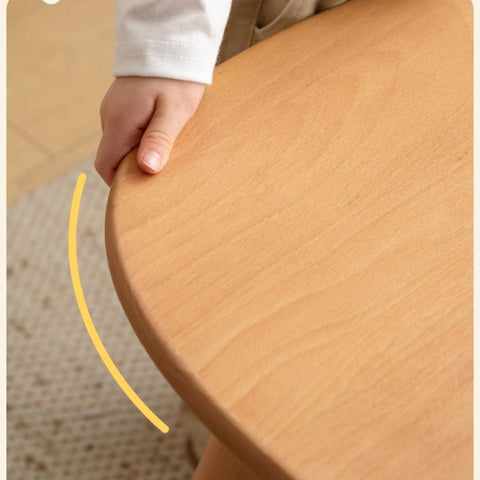 Beech Solid Wood Handmade Adjustable Height Bear Design Kids Table Natural Finish & Storage Drawers