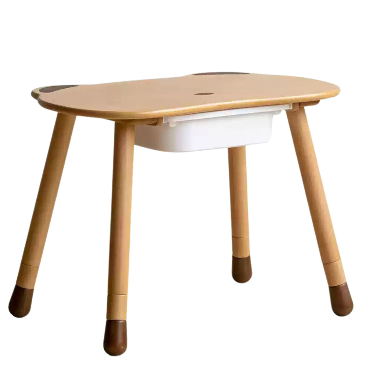 Beech Solid Wood Handmade Adjustable Height Bear Design Kids Table Natural Finish & Storage Drawers