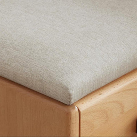 Beech Solid Wood Kids Storage Stool Natural Oak Finish with Cushioned Seat Lift Up & Pull Out Drawer