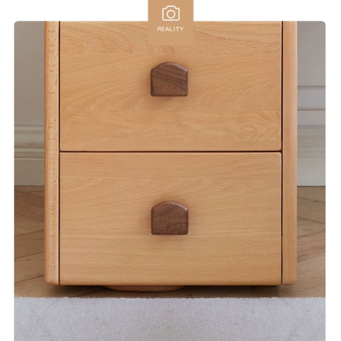 Beech Solid Wood Kids Storage Stool Natural Oak Finish with Cushioned Seat Lift Up & Pull Out Drawer