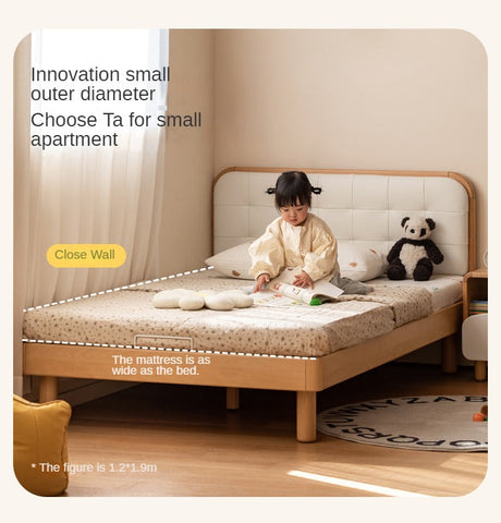 Beech Solid Wood Montessori Bedroom Furniture Set Natural Kids Bed with Storage Eco Friendly