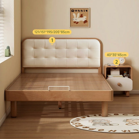 Beech Solid Wood Montessori Bedroom Furniture Set Natural Kids Bed with Storage Eco Friendly