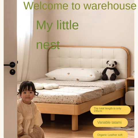 Beech Solid Wood Montessori Bedroom Furniture Set Natural Kids Bed with Storage Eco Friendly