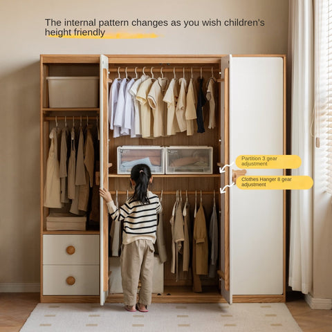 Beech Solid Wood Montessori Bedroom Furniture Set Natural Kids Bed with Storage Eco Friendly