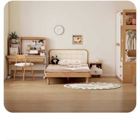 Beech Solid Wood Montessori Bedroom Furniture Set Natural Kids Bed with Storage Eco Friendly