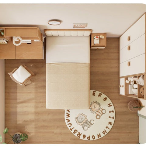 Beech Solid Wood Montessori Bedroom Furniture Set Natural Kids Bed with Storage Eco Friendly