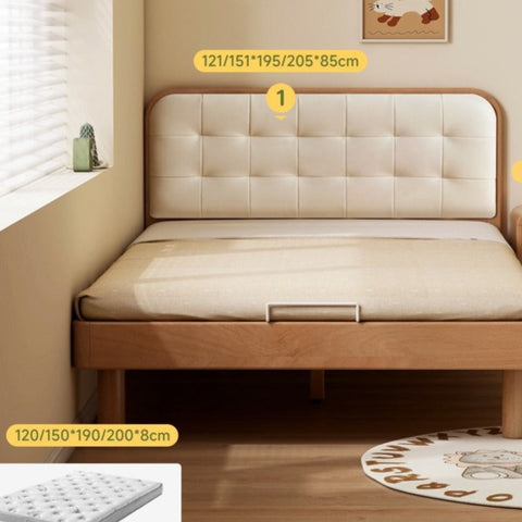 Beech Solid Wood Montessori Bedroom Furniture Set Natural Kids Bed with Storage Eco Friendly