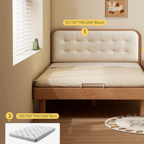 Beech Solid Wood Montessori Bedroom Furniture Set Natural Kids Bed with Storage Eco Friendly