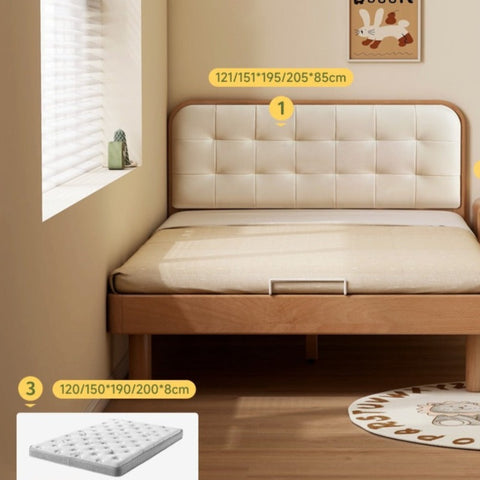 Beech Solid Wood Montessori Bedroom Furniture Set Natural Kids Bed with Storage Eco Friendly