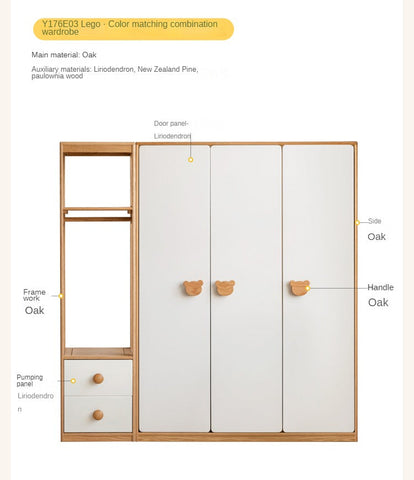 Beech Solid Wood Montessori Bedroom Furniture Set Natural Kids Bed with Storage Eco Friendly