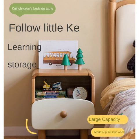 Beech Solid Wood Montessori Bedroom Furniture Set Natural Kids Bed with Storage Eco Friendly