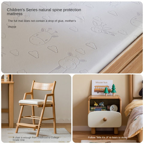 Beech Solid Wood Montessori Bedroom Furniture Set Natural Kids Bed with Storage Eco Friendly