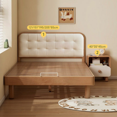 Beech Solid Wood Montessori Bedroom Furniture Set Natural Kids Bed with Storage Eco Friendly