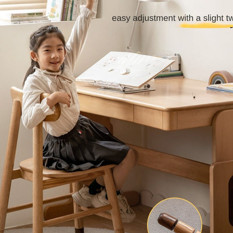 Adjustable Solid Wood Kids Chair Oak Beech Birch Natural Finish Ergonomic Study & Desk Chair for Children