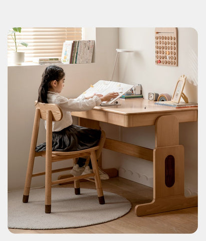 Adjustable Solid Wood Kids Chair Oak Beech Birch Natural Finish Ergonomic Study & Desk Chair for Children