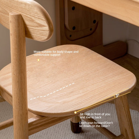Adjustable Solid Wood Kids Chair Oak Beech Birch Natural Finish Ergonomic Study & Desk Chair for Children