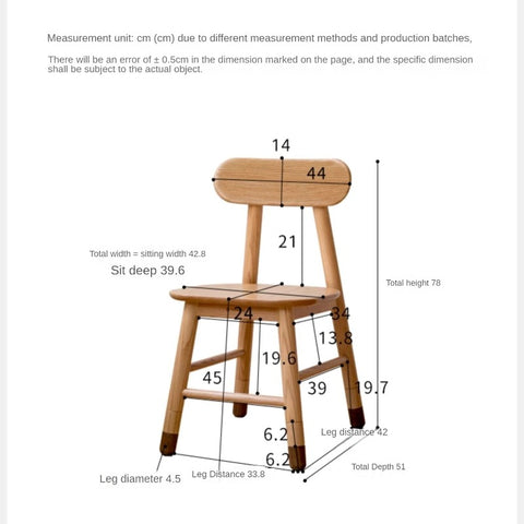Adjustable Solid Wood Kids Chair Oak Beech Birch Natural Finish Ergonomic Study & Desk Chair for Children