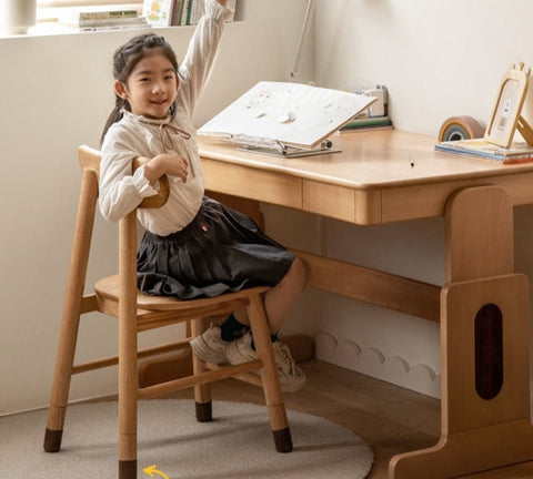 Adjustable Solid Wood Kids Chair Oak Beech Birch Natural Finish Ergonomic Study & Desk Chair for Children