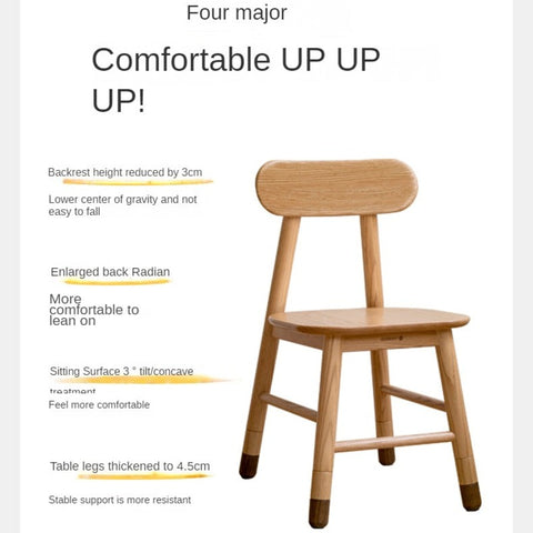 Adjustable Solid Wood Kids Chair Oak Beech Birch Natural Finish Ergonomic Study & Desk Chair for Children