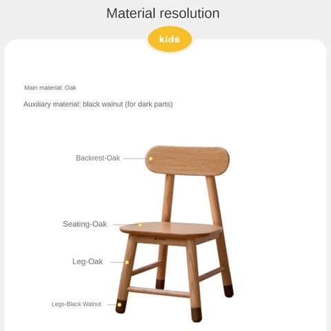 Adjustable Solid Wood Kids Chair Oak Beech Birch Natural Finish Ergonomic Study & Desk Chair for Children