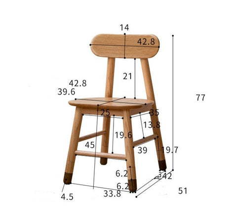 Adjustable Solid Wood Kids Chair Oak Beech Birch Natural Finish Ergonomic Study & Desk Chair for Children