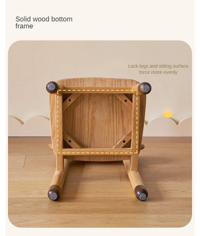 Oak Beech Solid Wood Kids Chair with Sponge Cushion in Green White Coral for Bedroom Living Room