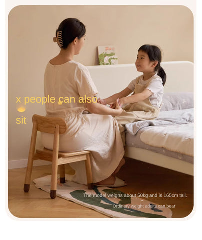 Oak Beech Solid Wood Kids Chair with Sponge Cushion in Green White Coral for Bedroom Living Room