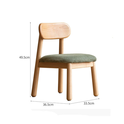 Oak Beech Solid Wood Kids Chair with Sponge Cushion in Green White Coral for Bedroom Living Room