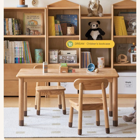 Oak Beech Solid Wood Kids Chair with Sponge Cushion in Green White Coral for Bedroom Living Room