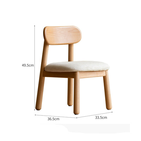 Oak Beech Solid Wood Kids Chair with Sponge Cushion in Green White Coral for Bedroom Living Room