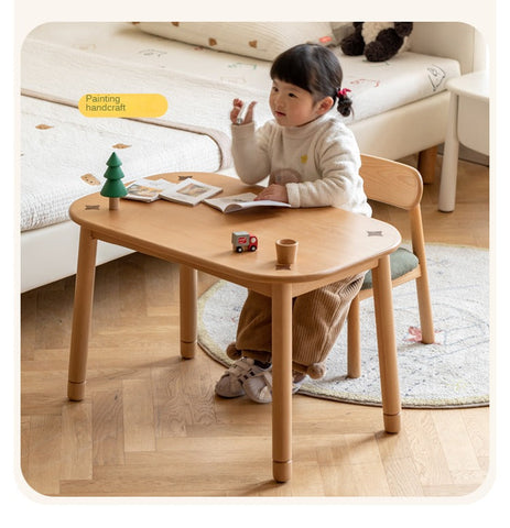 Oak Beech Solid Wood Kids Chair with Sponge Cushion in Green White Coral for Bedroom Living Room