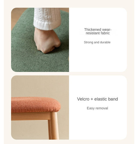 Oak Beech Solid Wood Kids Chair with Sponge Cushion in Green White Coral for Bedroom Living Room