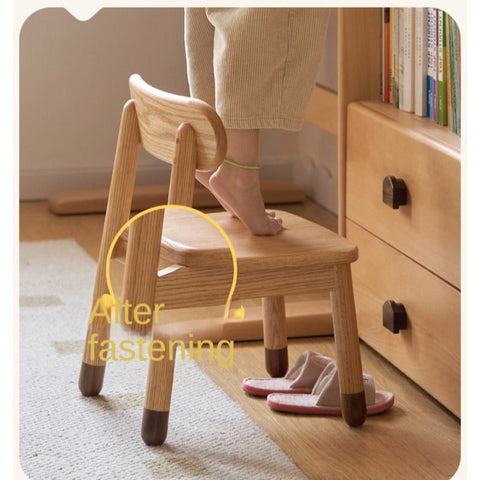 Oak Beech Solid Wood Kids Chair with Sponge Cushion in Green White Coral for Bedroom Living Room