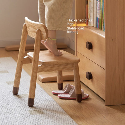 Oak Beech Solid Wood Kids Chair with Sponge Cushion in Green White Coral for Bedroom Living Room