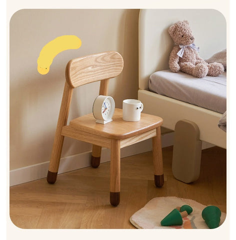 Oak Beech Solid Wood Kids Chair with Sponge Cushion in Green White Coral for Bedroom Living Room